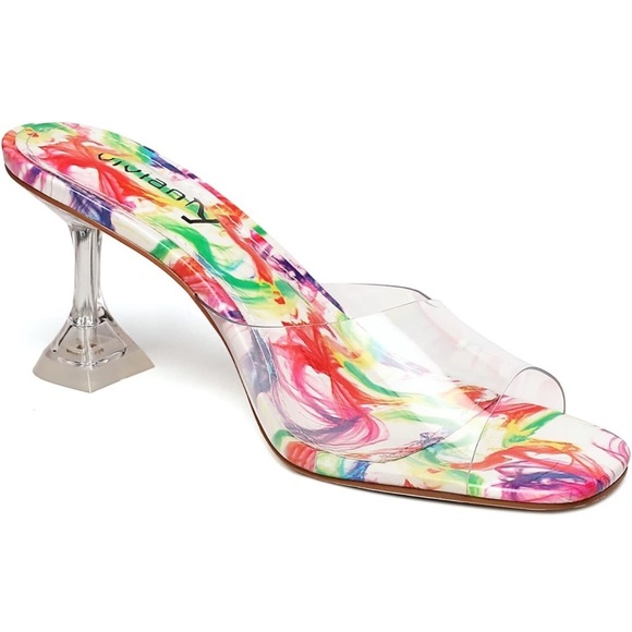 Clear Heels Sandals Transparent Stiletto Heel Backless Peep Toe Slip new - Picture 6 of 9